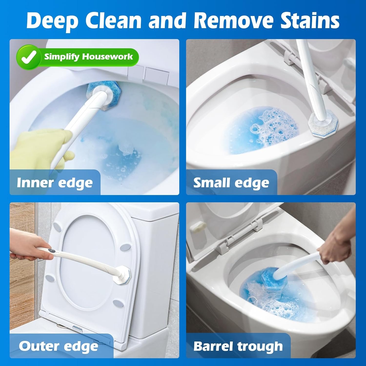 40 recharges de baguette de toilette, baguette de nettoyage de cuvette de toilette jetable. Tête de brosse de toilette. Compatible avec les brosses de toilette clorox