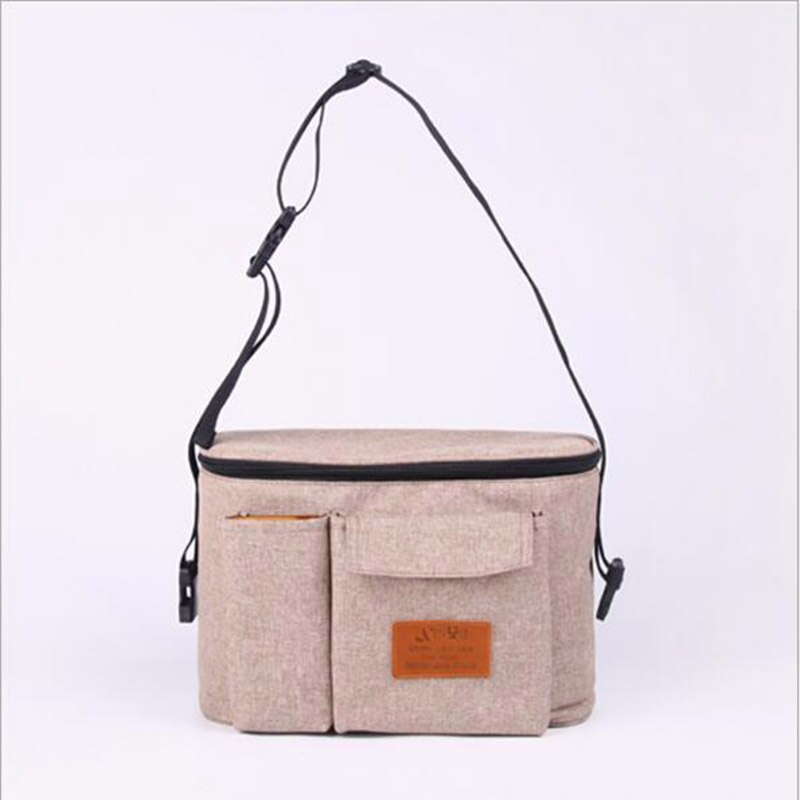 Baby Stroller Organizer Bag Nappy Bags Large Capacity Waterproof Solid Color Mummy Diaper Bag Hanging Carriage Pram Buggy Cart: Big Khaki