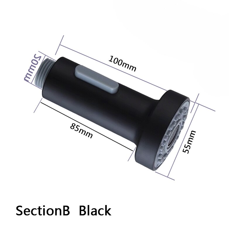 ABS Küche Tippen Pull Out Teile Küche Wasserhahn Ersatz Teile Wasserhahn Zubehör Tüllen Küche Wasserhahn Düse, Kleine dusche kopf: B Black