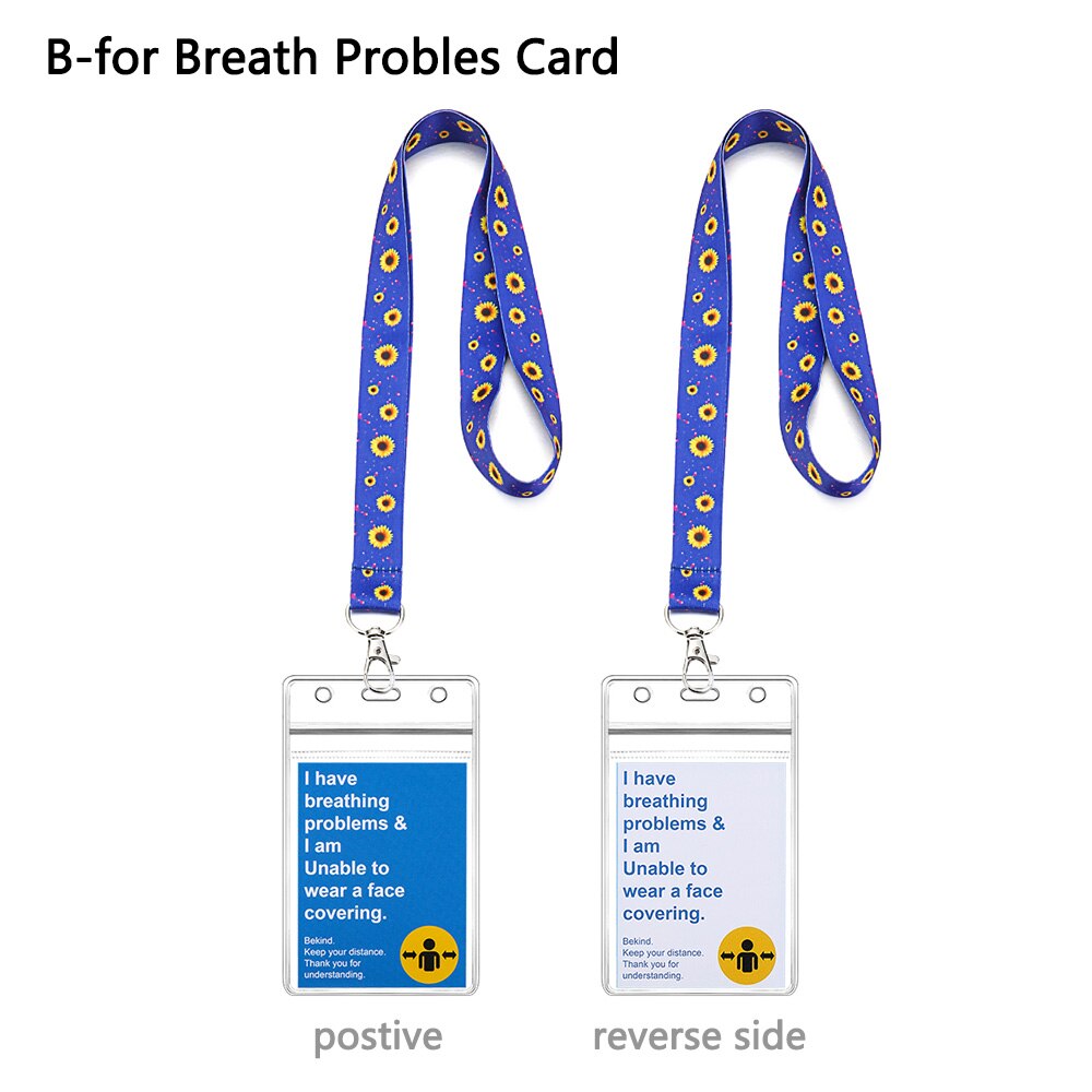 1 Set Lanyard + Mask Exemption Card Waterproof Durable Safe PVC Material ID Card or Keys Hodler Hidden Disability Lanyard: B-5