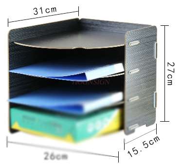Wooden desktop book storage office document column frame frame A4 paper 4-layer multi-layer information rack