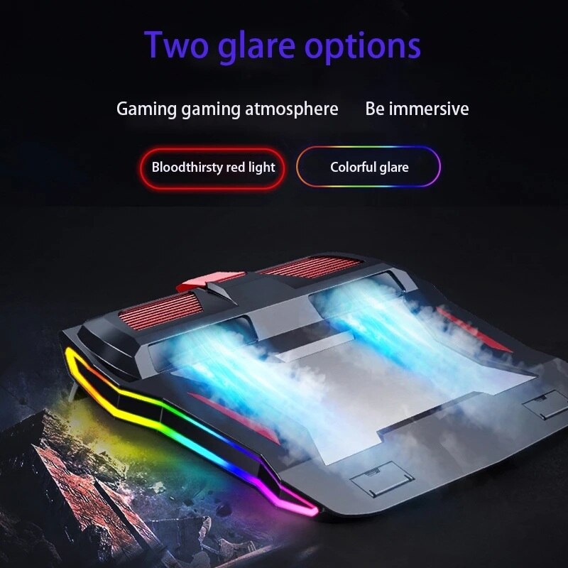 Adjustable Notebook stand Cooling Base RGB Gaming Laptop Cooler 3000 RPM Powerful Air Flow Cooling Pad Compatible With Notebook