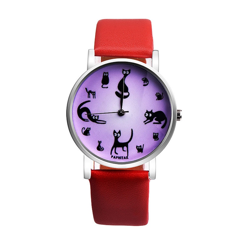 Casual Watches Women Cute Cat Clock Ultra Thin Leather Band Female Quartz Watch Waterproof Relogio Feminino #C