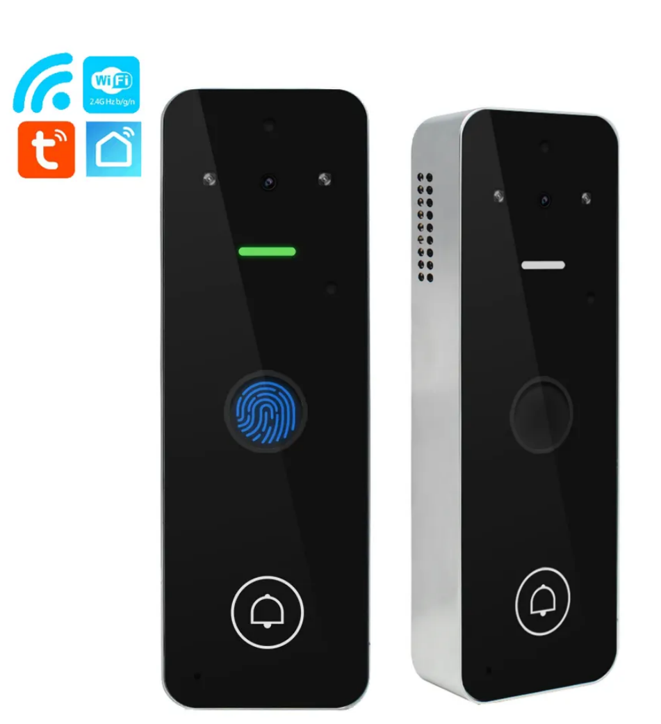 TuyaSmart WiFi Video Intercom Access control System Keypad Fingerprint With Doorbell for Villa apartment Outdoor Metal Case IP65: Lavender