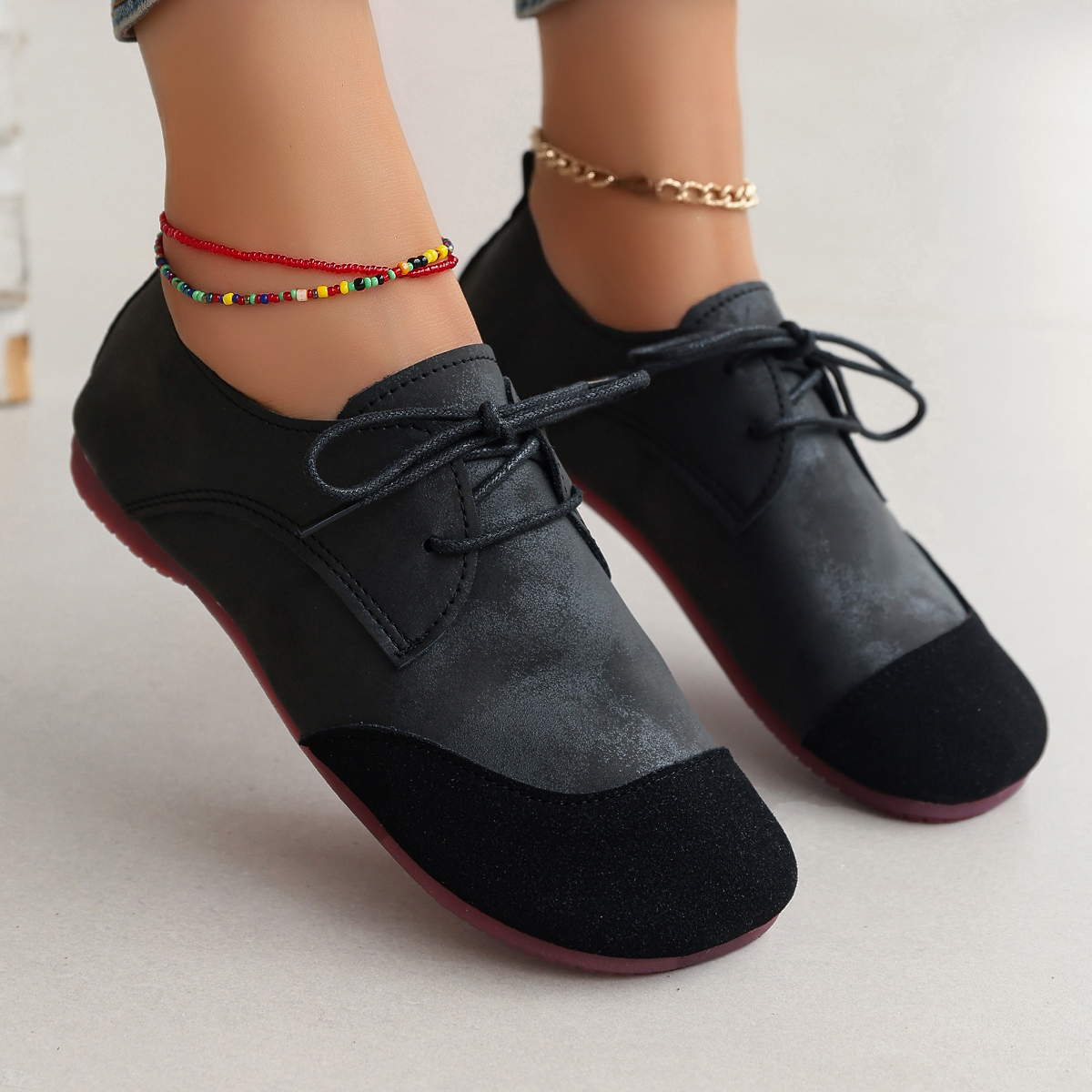 Vrouw Flats Schoenen Loafers Mode Casual Sport Sneakers Trend Damesmode Kleding Schoenen Lace Up Femme Zapatos: Black / 42