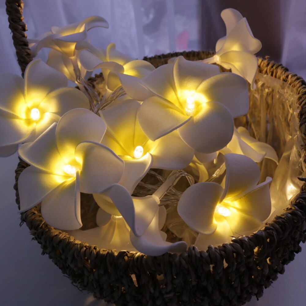 Guirnalda de luces LED DIY Plumeria batería USB EU enchufe poder Frangipani guirnalda Floral luz para vacaciones Navidad dormitorio Decoración