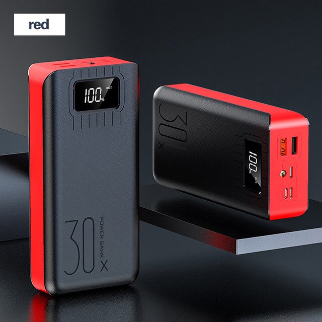 Power Bank 30000Mah Micro Usb Grote Capaciteit Led Display Draagbare Externe Batterij Oplader Voor Smartphones Iphone 12 Pro plus