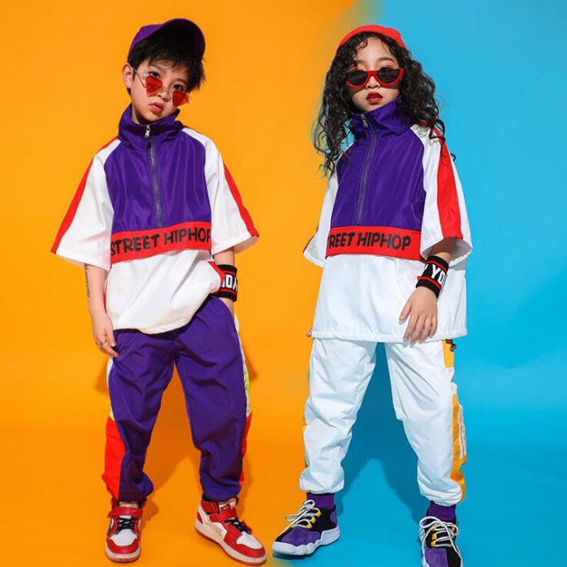 Enfants salle de bal Jazz danse Costumes veste ample pantalon hip-hop vêtements garçons danse moderne scène vêtements Concert rue tenues
