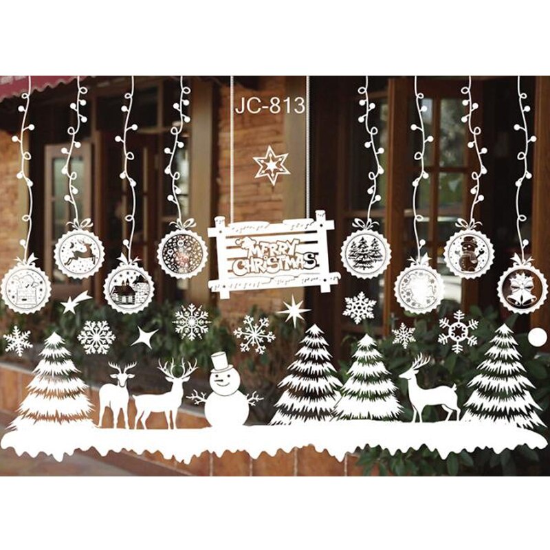 Autocollants de noël pour fenêtres, 53*37.2cm décorations murales en pvc, décoration d'intérieur pour l'année, autocollants pour vitres: 6