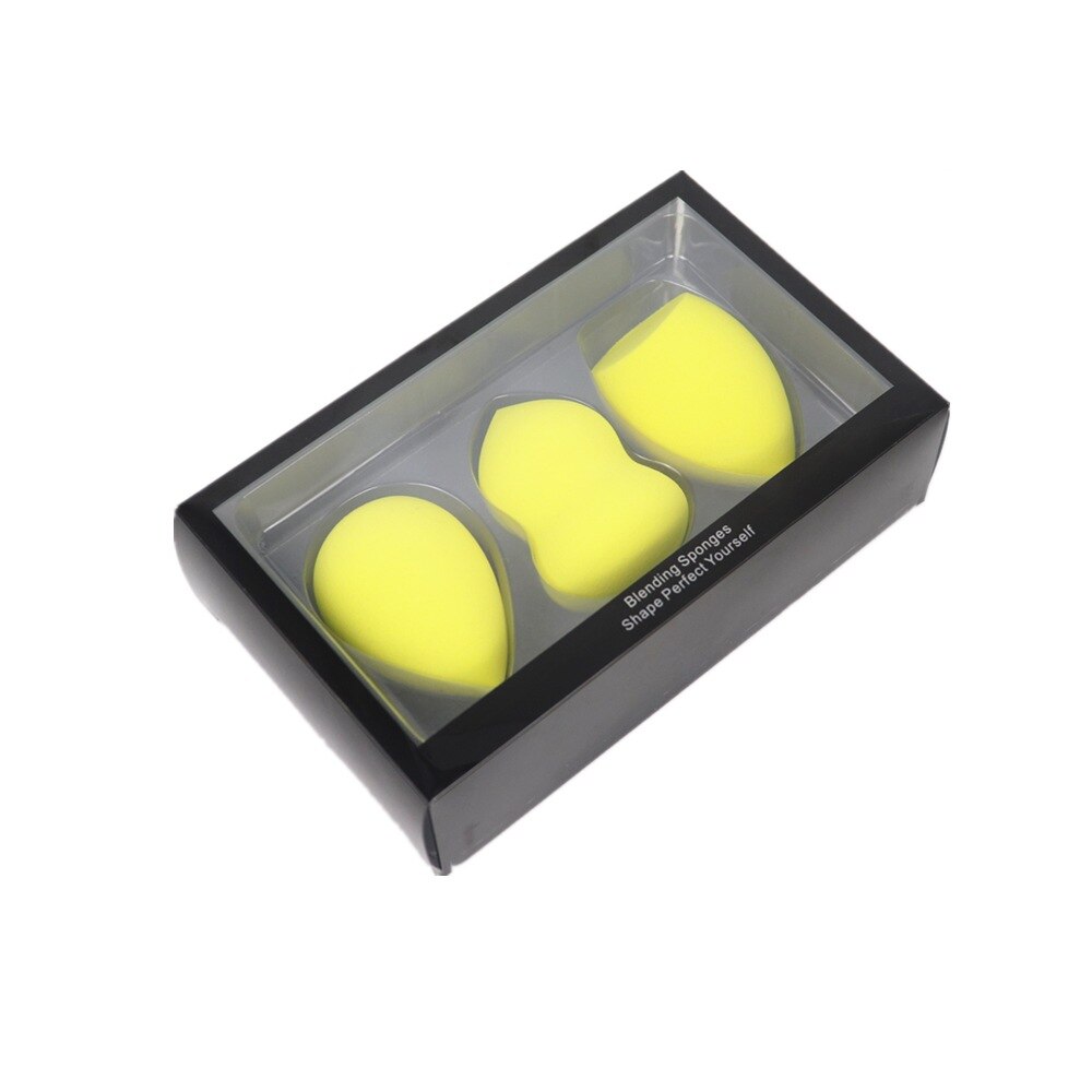 Éponge de maquillage, 3 pièces/boîte grande taille, gourde goutte d'eau, pour mélange de cosmétiques: YELLOW