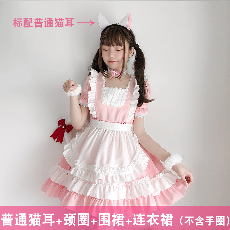 Collection de Lolita douce pour femmes, tenue de princesse, Costume Kawaii, Cosplay, noir et blanc, rose: S