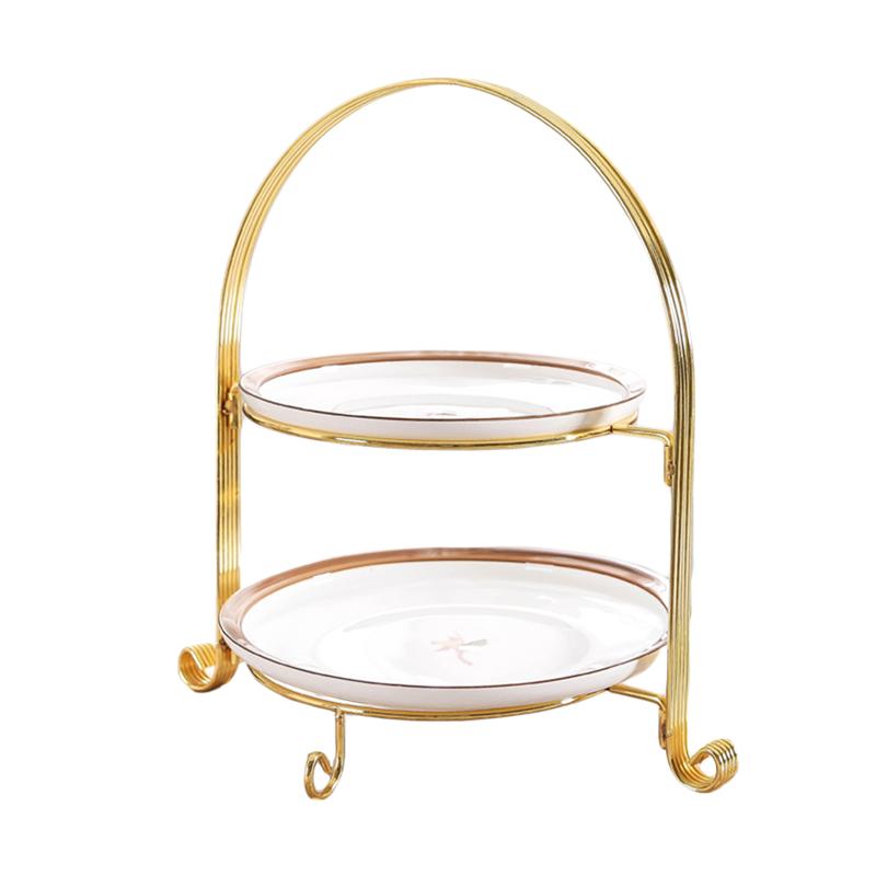 1pc Cake Stand Dessert Double Layer Cake Stand Snack Tray for Wedding