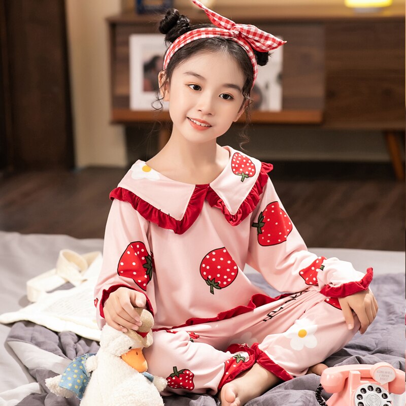 Cotton Girls Pajamas Sets Spring Long Sleeve Children's Sleepwear Set Cute Pajamas Girls Pyjamas Sets for Kids Nightwear