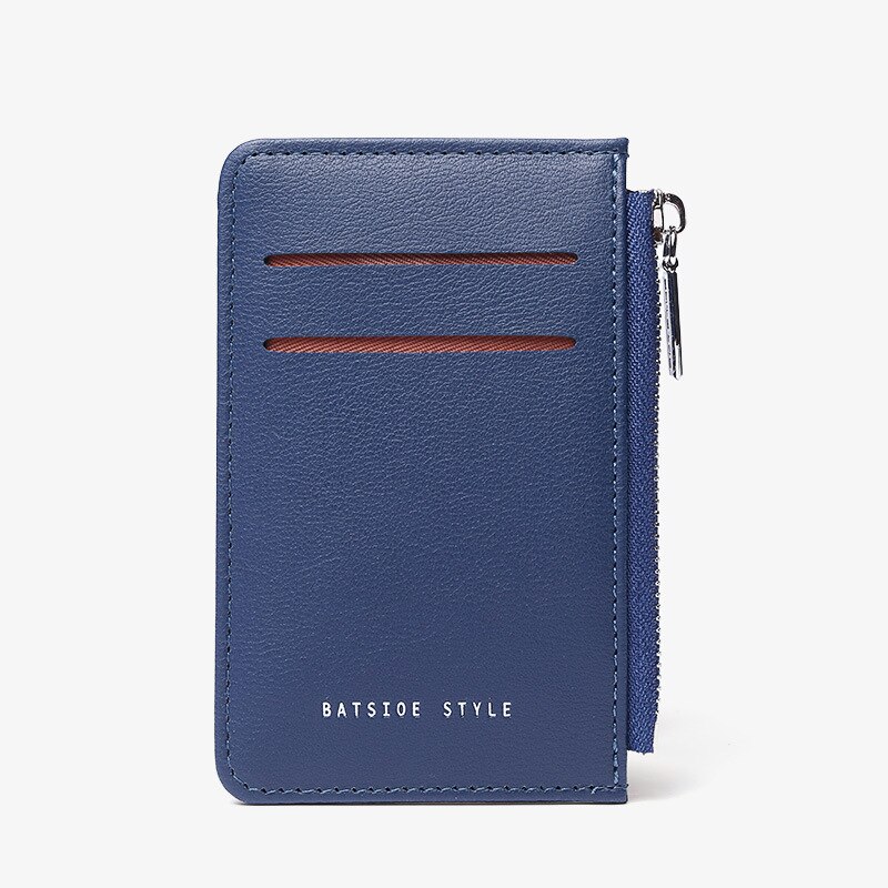 Purdored 1 Pc Unisex Slanke Kaarthouder Voor Vrouwen Pu Lederen Dunne Visitekaartje Portemonnee Rits Portemonnee Kaarthouder case: navy