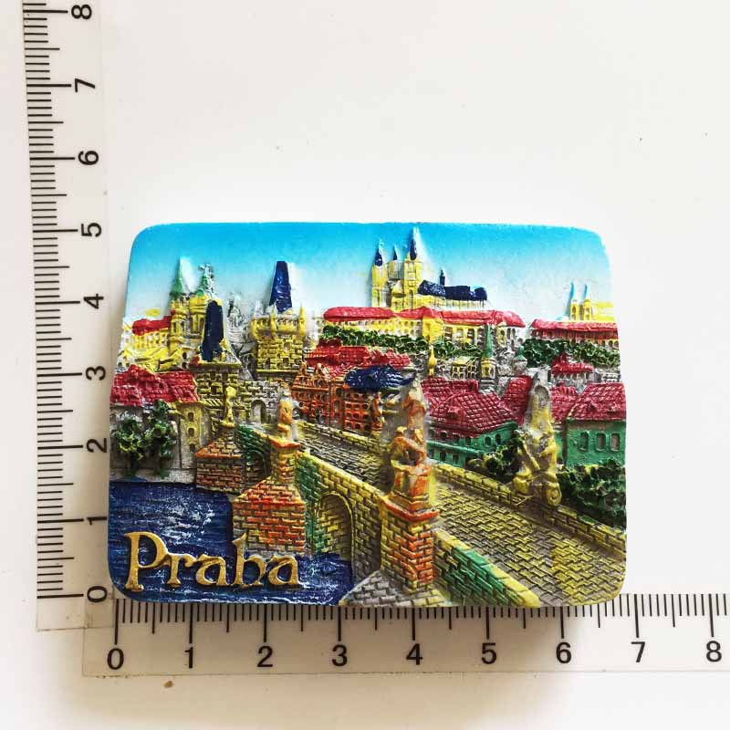 3d Resin Fridge Magnet Souvenir Czech Prague Cultural Landscape Tourist Collection Hand Painted Magnet Refrigerator Sticker: 2