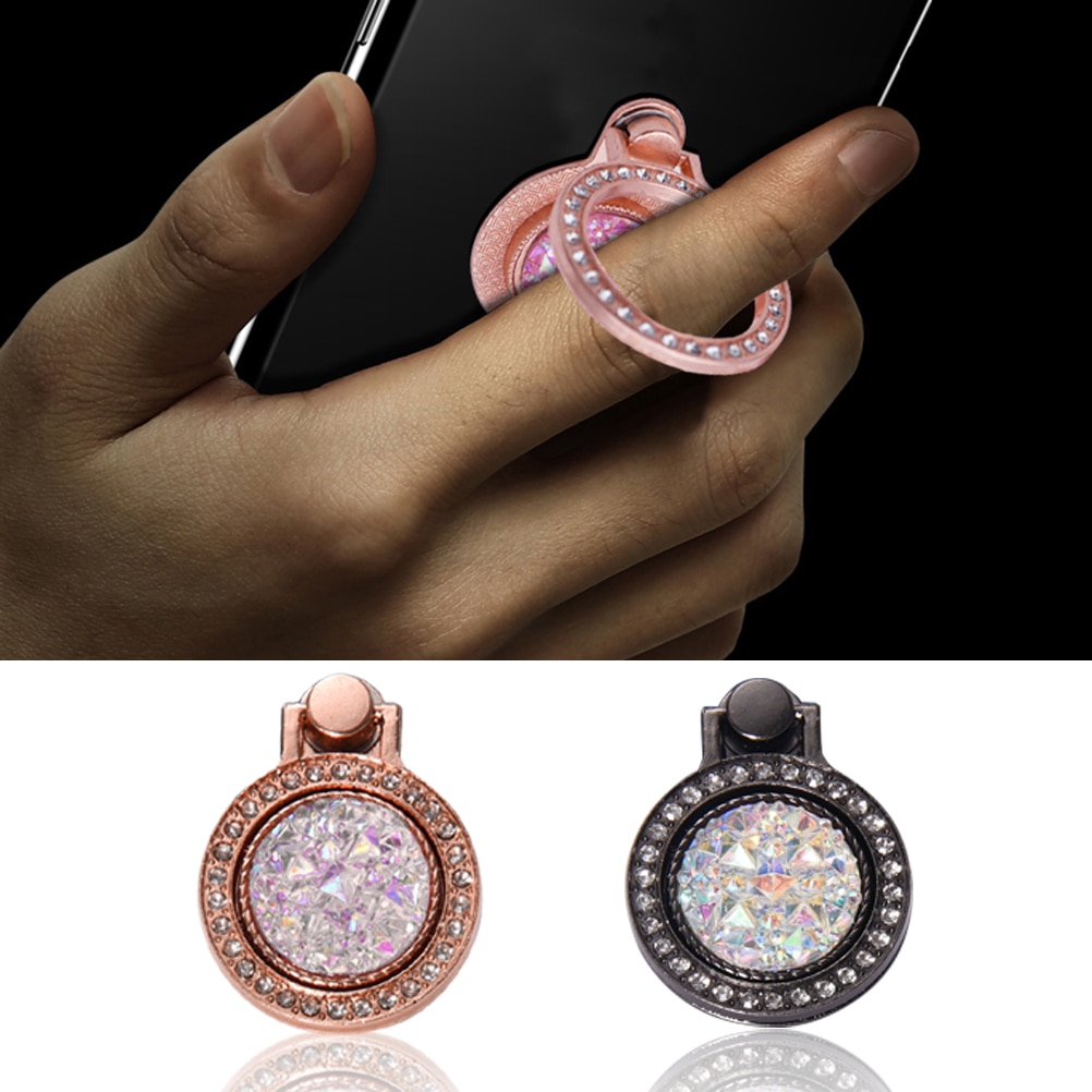 Kristall Diamant Telefon Halfter Stehen Finger Ring Universal- praktisch Halfter Airbag Halterung für iPhone XS XR für Samsung