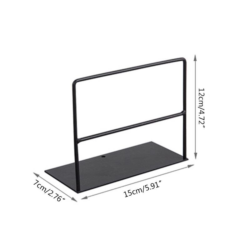 1 Pair Wrought Iron Bookends Book Support Simple Desktop Office Magazine Stand K1AB