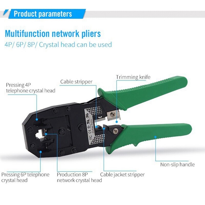 11Pcs Network Cable Tester Kit Network Maintenance Repair Tool Crimping Pliers Portable LAN RJ45 RJ11 Tool Set