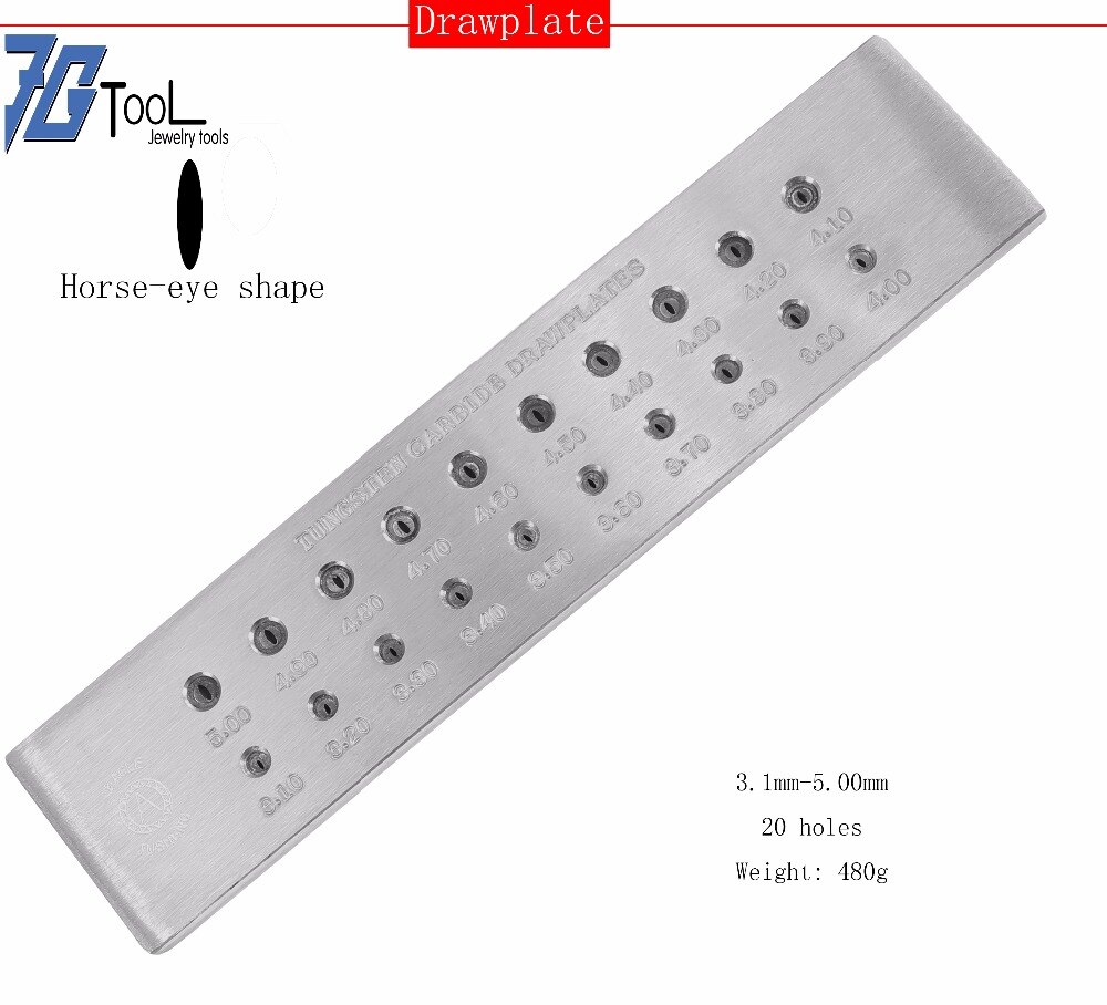 Forma do cavalo-olho 3.10-5.00mm 20 furos, fio do carboneto de tungstênio drawplate, joias que fazem ferramentas