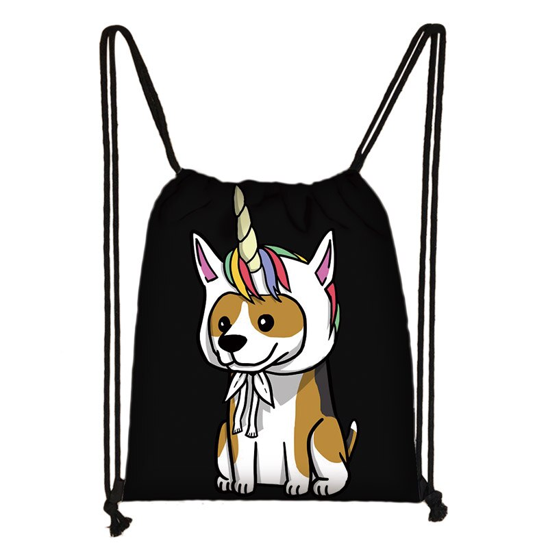 Sød yorkshire terrier / shiba inu / beagle / bulldog snøre taske dame opbevaringstaske hvalp hund rejsetasker rygsæk: Skdbeagle 23
