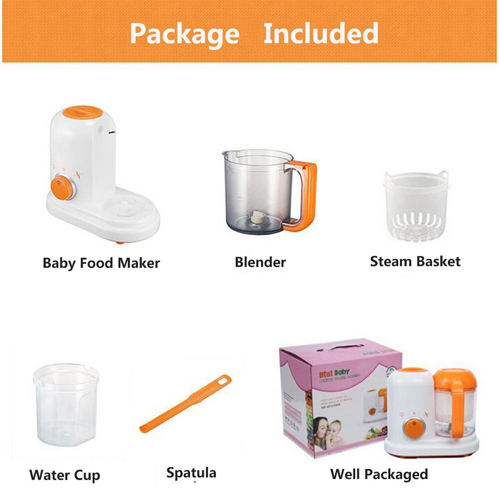 Electric Baby Food Maker All In One Toddler Blenders Steamer Processor BPA Free Food-Graded PP EU AC 110-250V Steam Food Safe