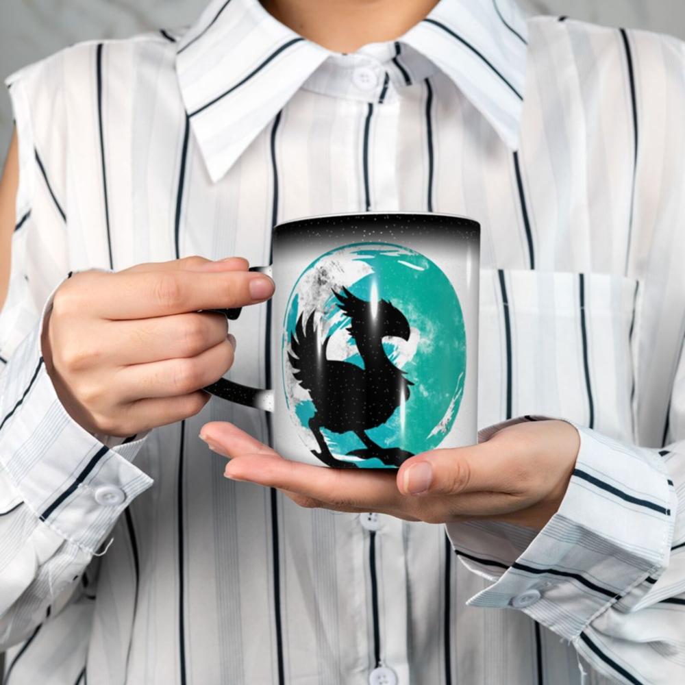 Final-Fantasy's-Chocobo Silhouette Wark At The Moon coffee K mugs glass cups tazas set disposable solo holder donut double wall