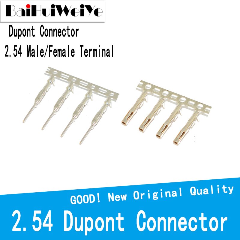 200 Stks/set Voor Half Vergulde Dupont Connector Tinniness Koper 2.54 Mm Metalen Terminal Vro Of Mannelijke Pin Kabel Jumper strip