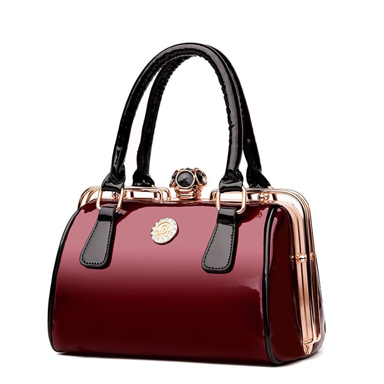 Luxe en cuir verni noir femmes sac dames célèbre sac à main sac à main sac à main fourre-tout sac à bandoulière