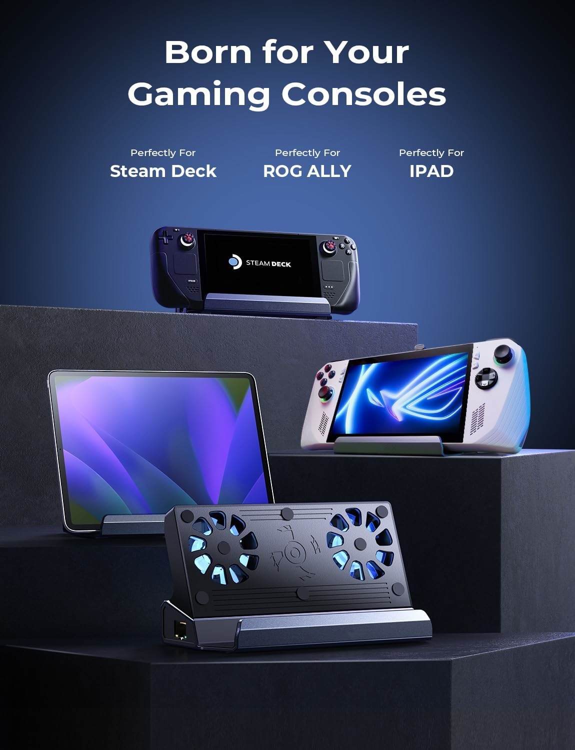 Legion Go Dock, 13-in-1 Legion Go Docking Station with 5 USB 3.0&2.0, Dual Cooling Fan, HDMI 4K@60Hz,100W Charging for Legion Go