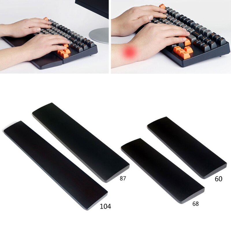 Black Wood Wrist Rest Pad Keyboard Wrist Rest Support Protection With Anti-Slip Pad for 60/68/87/104 key Mechanical Keyboard C26