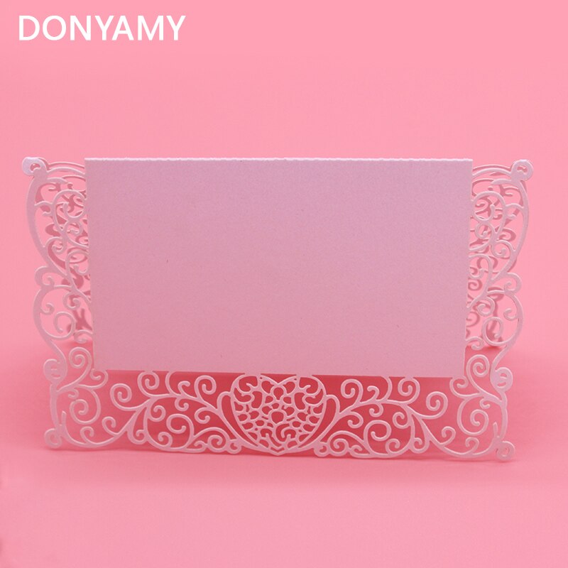 100 stks/partij Cut-out skelet Kant Bloemen Bruiloft Verjaardagsfeestje Tafel Naam Wijn Voedsel Gast Zetels Plaats Kaarten Gunst decoratie