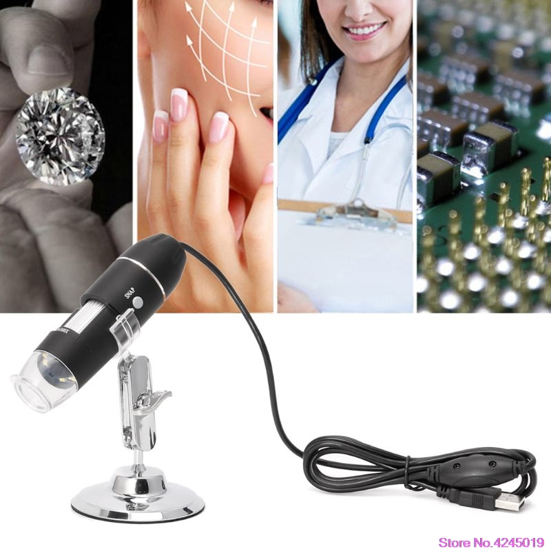 1600X USB Digital Microscope Camera Endoscope 8LED Magnifier with Metal Stand