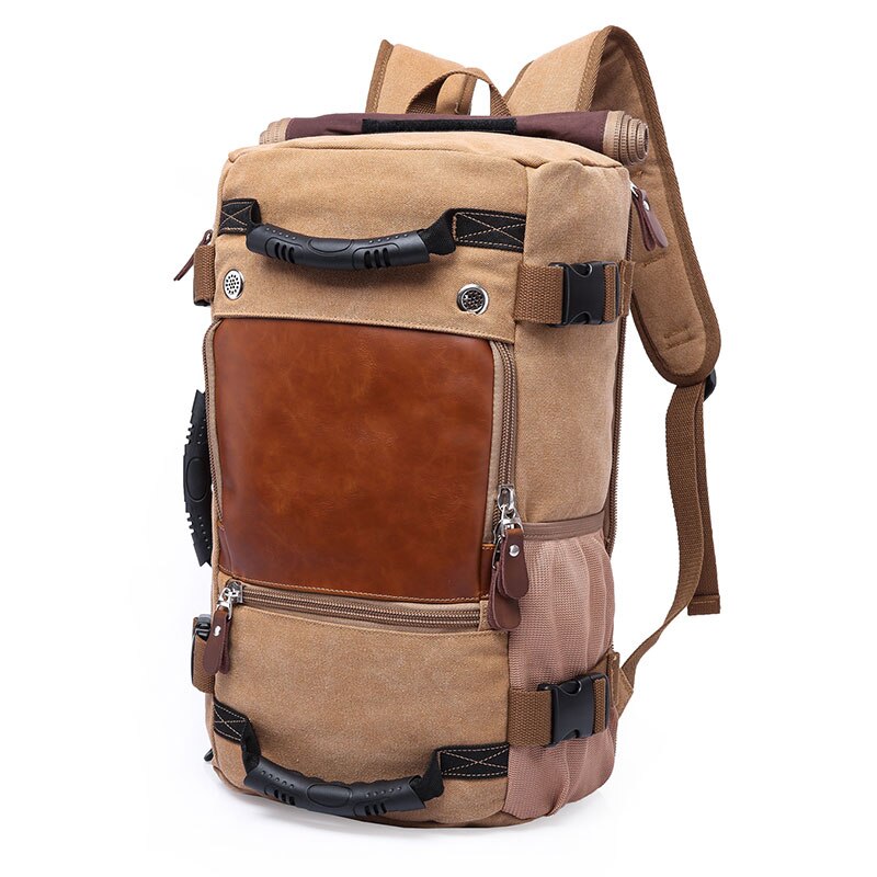 KAKA – sac à dos de voyage en toile Vintage pour hommes et femmes, grande capacité, à bandoulière, étanche: khaki