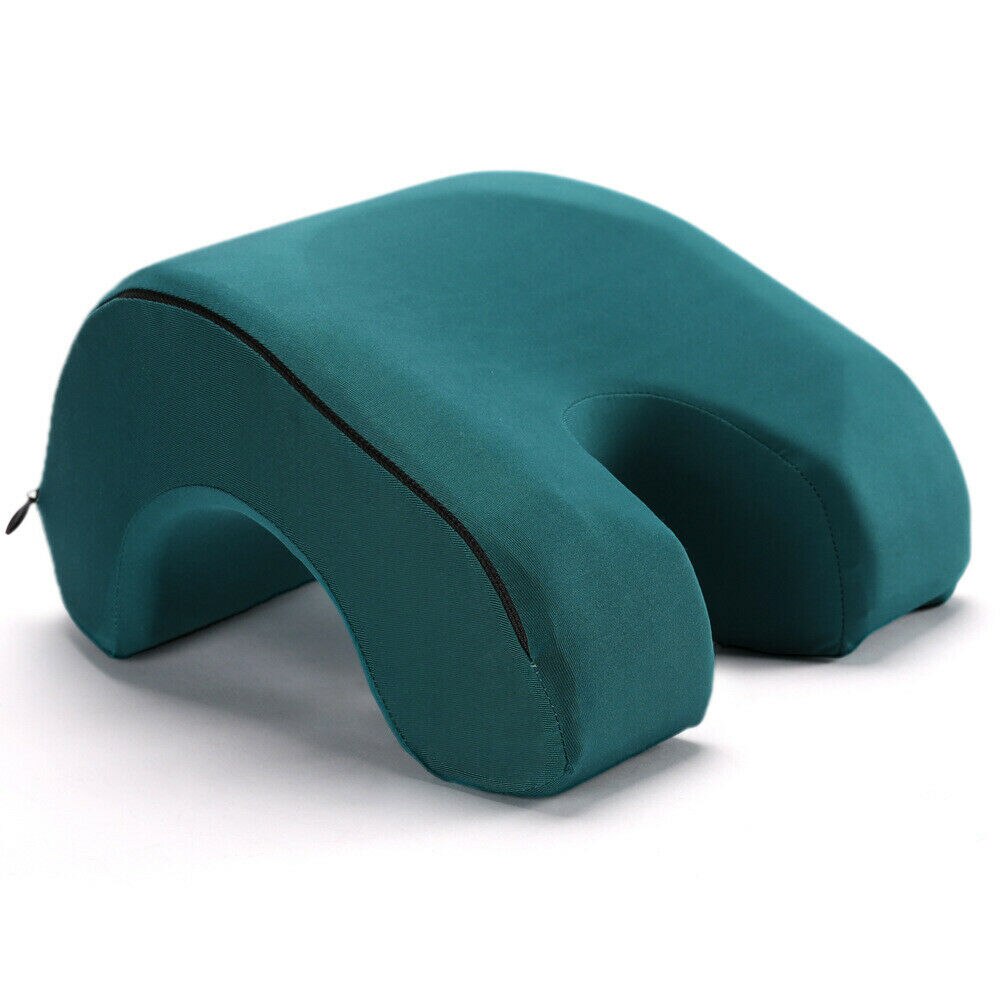 Office Nap Rest Plush Hollow Pillow Face Down Sleeping Pillow Support Pillows UK: deep green