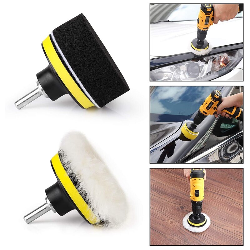 kit tampone lucidante per lucidatura da 3 pollici da 25 pollici con ventose, adattatori per trapano, tamponi per lucidatura in spugna, tamponi tampone in lana