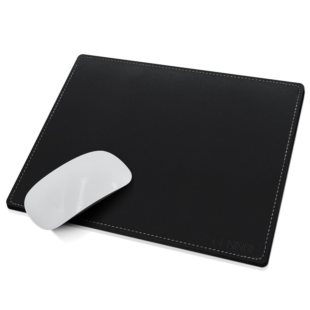 CENNBIE PU Leather Mouse Pad Water Proof Non-slip Base with Stitched Edges 10"x8" -BROWN: Black