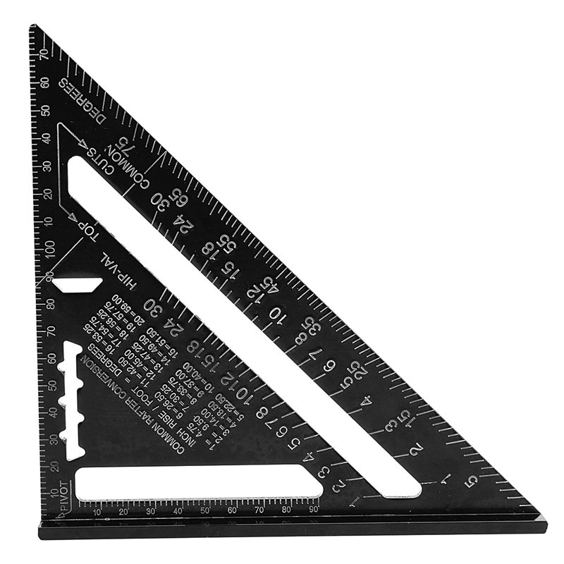 AR01 Triangular Measuring Ruler 260x185x185mm Metric Aluminum Alloy Triangle Ruler Black Triangle Protractor for Wood Workings