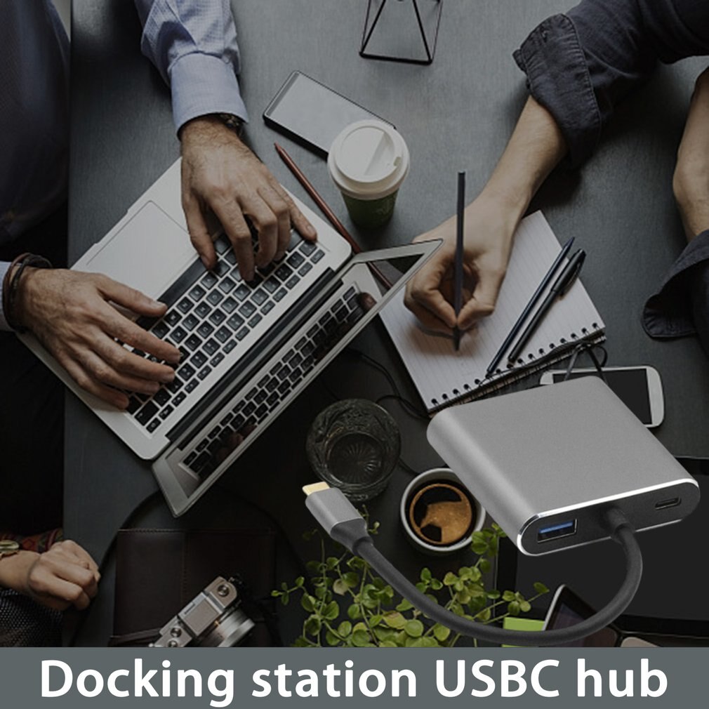 4-in-1 Docking Station Type-C To HDMI+VGA+USB3.0+PD Multifunctional Split Line Card Reader Hub Plug And Play