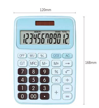 12 Digit Desk Calculator Large Buttons Financial Business Accounting Tool Big Buttons Battery Office Free 12 Pens and Notebook: Blue