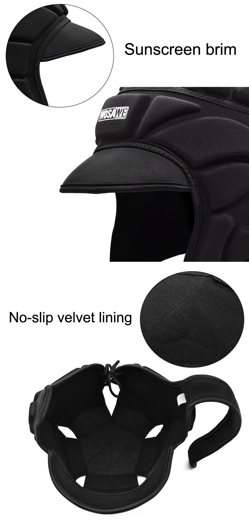 WOSAWE casque de gardien épaissi EVA rembourré Rugby protecteur réglable respirant garde-tête équipement pour le Football Football surf