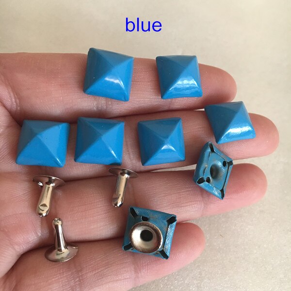 Jeux de 100 clous de Rivet peints | Clou à Rivet carré, pointe à Rivet pyramide ronde avec Base, Rivet pour vêtements, bricolage, choisir vos couleurs, 12*12mm: blue