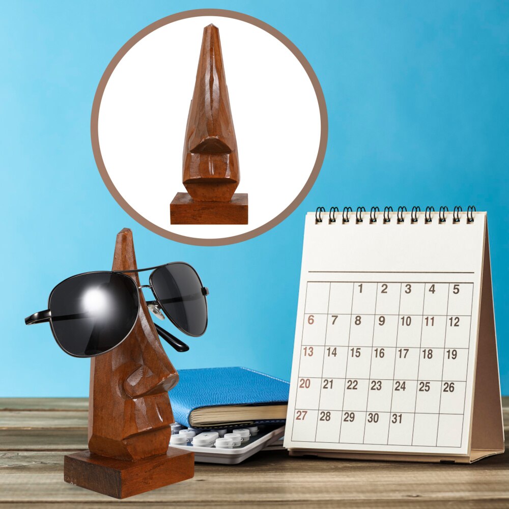 Glasses Display Rack Handmade Desktop Adornment Eyeglass Spectacle Nose-Shaped Glasses Rack Ooden Handmade Eyeglass Stand