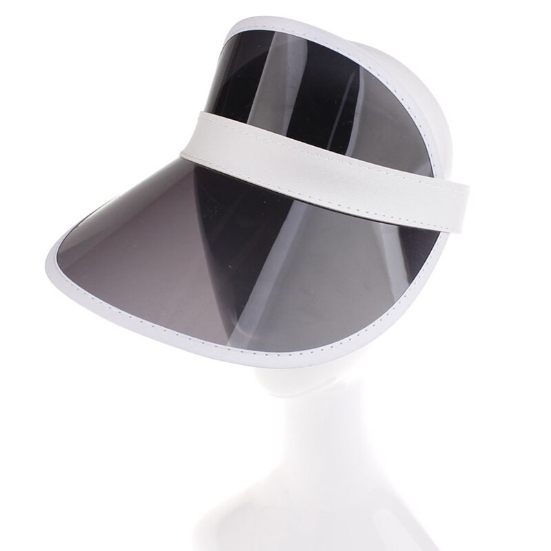 proprietà in PVC Trasparente Visiera Del Cappello Del suola Del Partito casuale Cappello di Plastica Trasparente Adulto Protezione Solare cap Visiere Degli Uomini Delle Donne tutto'aperto Del Cappello Della signora cap: nero