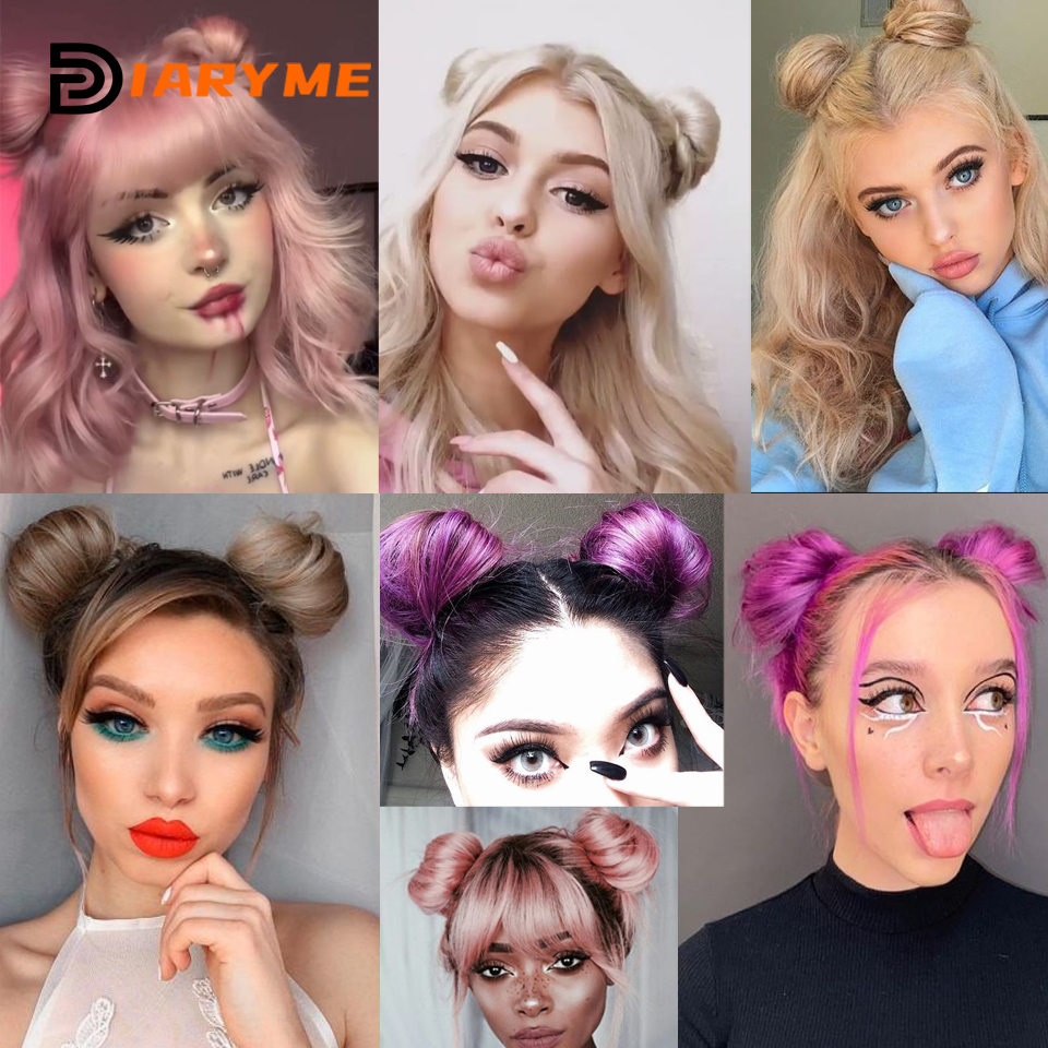 Cosplay Mini Hair Buns Synthetic Chignon Hair Extention Hair Bun Meatball Head Hair Accessories Clip-in Updo Donut Bun heat resi