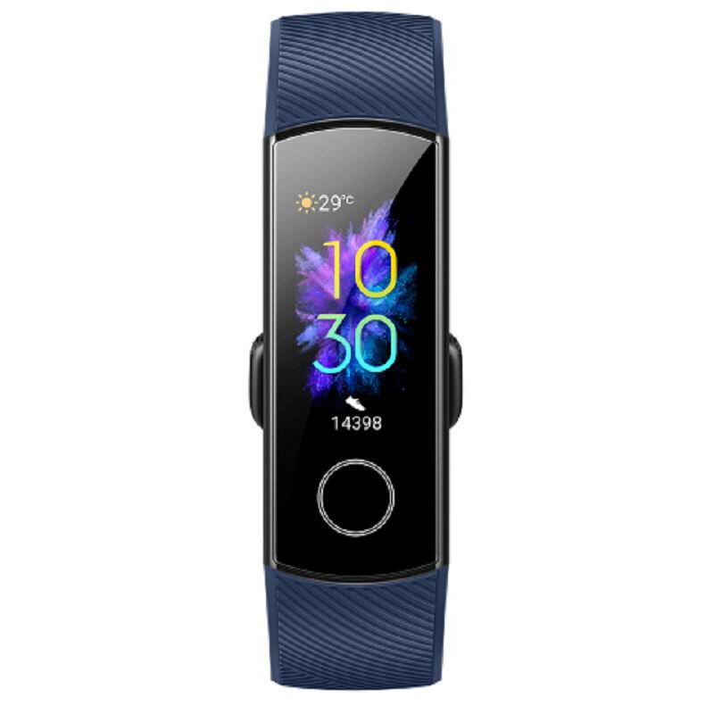 Version mondiale Honor Band 5 AMOLED 24h fréquence cardiaque SpO2 moniteur 10 Modes de Sport 5ATM étanche Posture de natation détecter montre intelligente: Blue