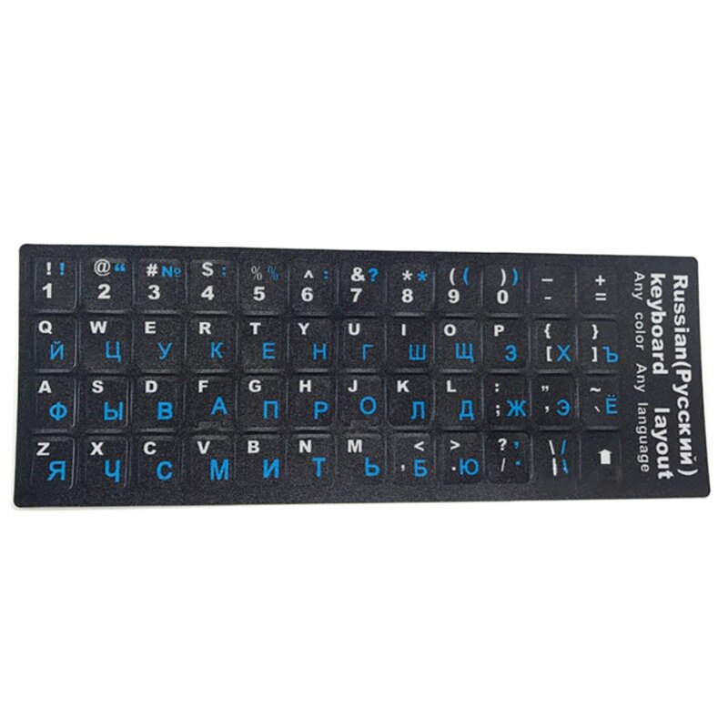 NeRussian Hebreeuws Engels Toetsenbord Stickers Matte Kleur Rusland Layout Brief Alfabet voor PC Desktop Laptop Notebook Layout Cover: Blauw