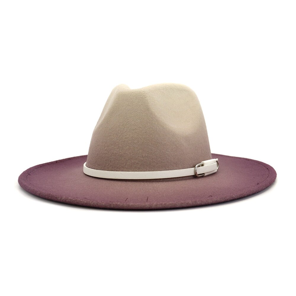 Women Men Wool Vintage Trilby Felt Fedora Hat With Wide Brim Gentleman Gradient Royal Blue For Lady Winter Jazz Caps: 2