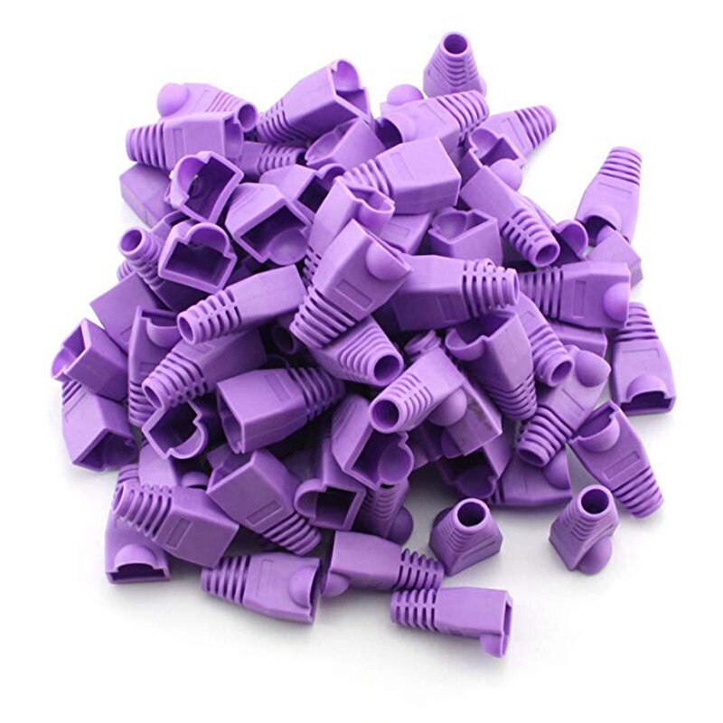 100 peças cabo de rede ethernet cat6 cat5 colorido conector rj45 tampas bota de alívio de tensão