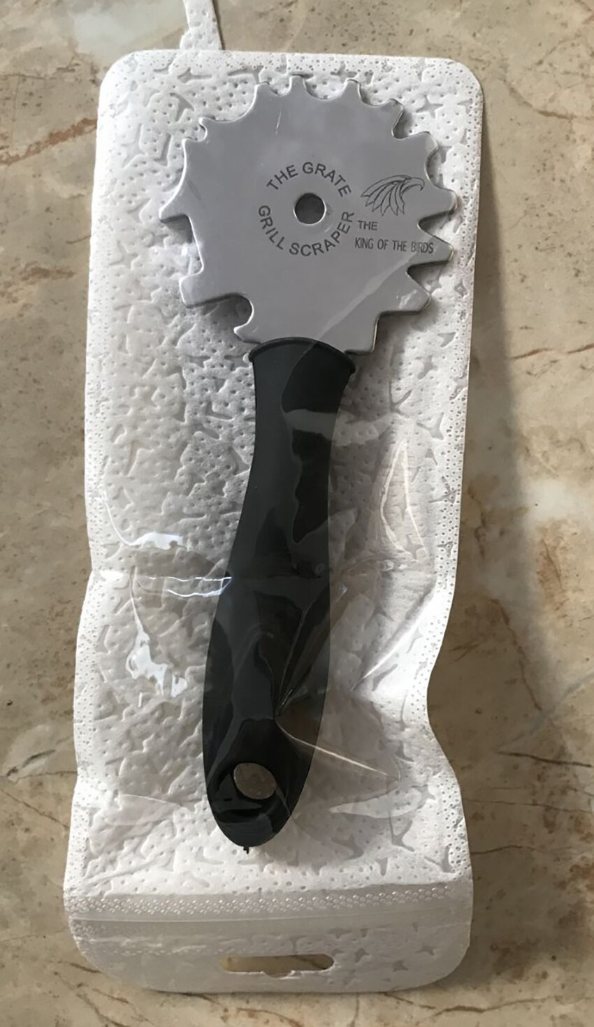 Stainless Steel BBQ Grill Scraper- Grill Grate Cleaner- Barbecue Grill Brush Non-bristles Cleaning Tool, Black Handle