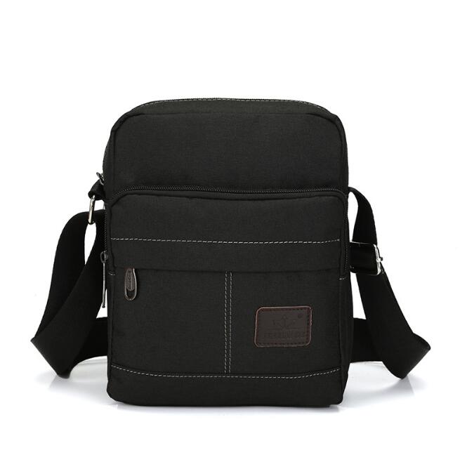 Bolso de mensajero multifuncional para hombre, maletín de lona,: Negro